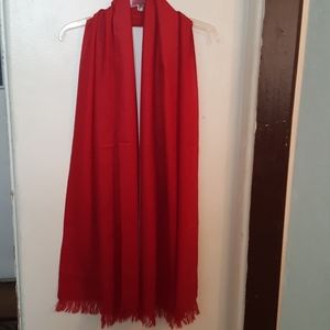 Dark red fringed scarf